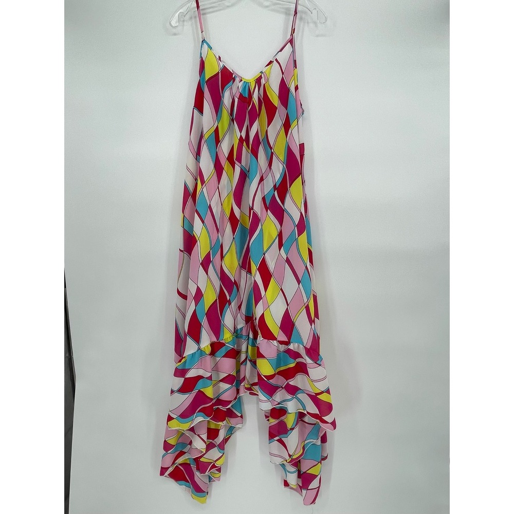 Ces Femme Havana Dress Women's Medium M Geometric Print Midi Spaghettiβ Strap